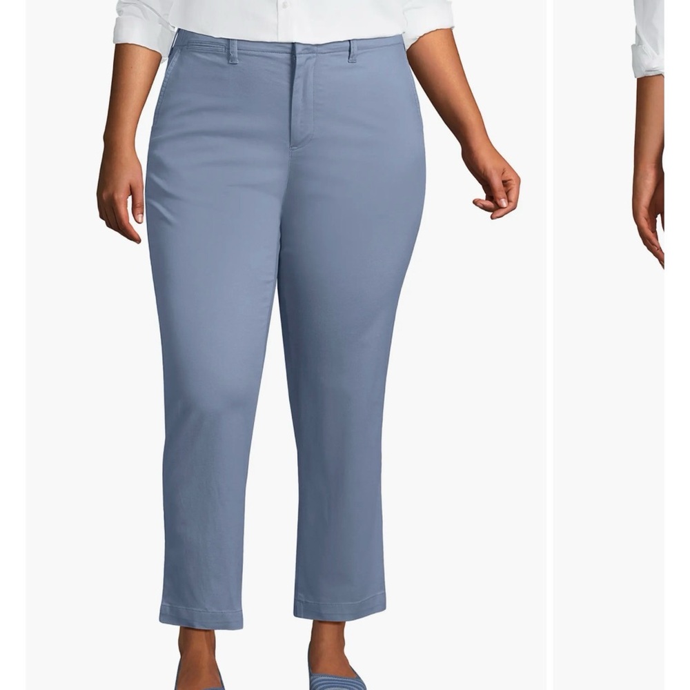 Plus Size Mid Rise Classic Straight Leg Chino Ankle Pants